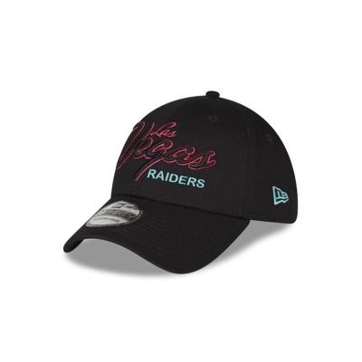 Black Las Vegas Raiders Hat - New Era NFL Neon 39THIRTY Stretch Fit Caps USA2798106